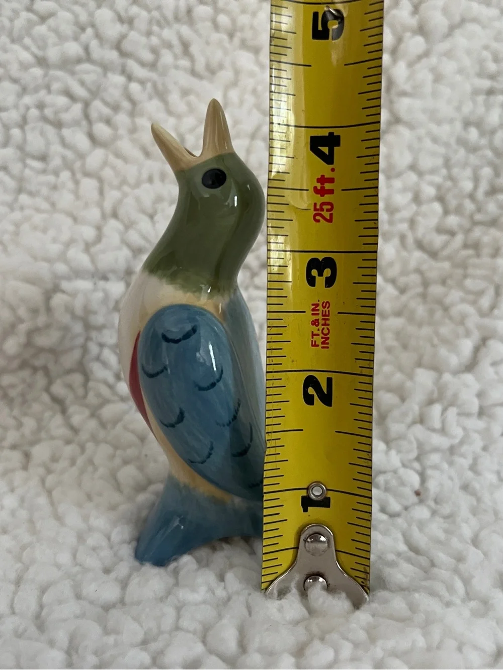 Pfaltzgraff Song Bird Pie Vent Figurine | Pistoulet Stoneware | Green Blue Red